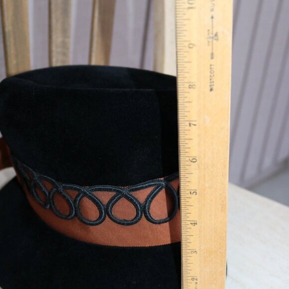 Jan Leslie Velvet Top Hat Black Brown Ribbon Custom Design main image 13